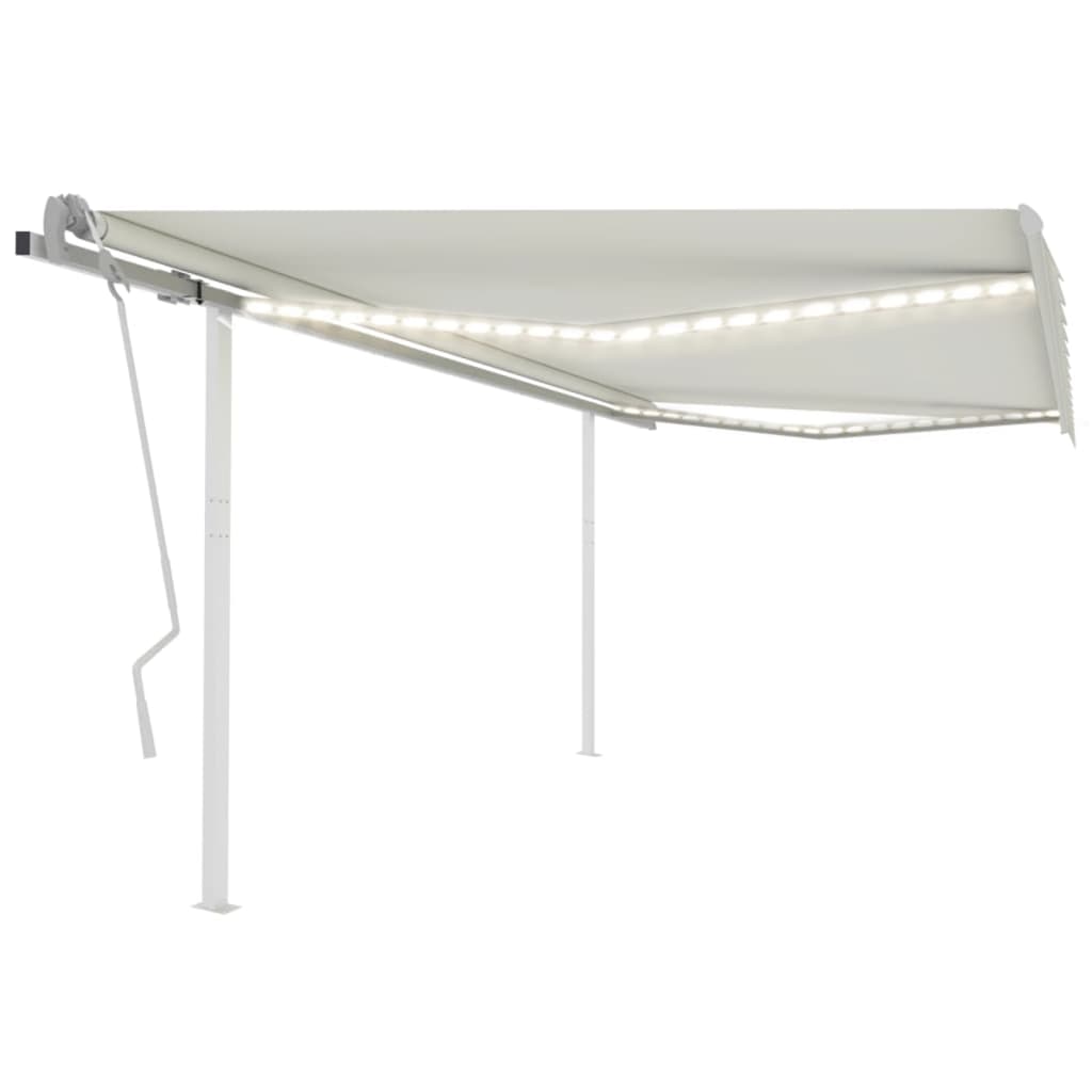 Vidaxl Luifel extensible manuellement avec LED 4x3 M Cream -Colored