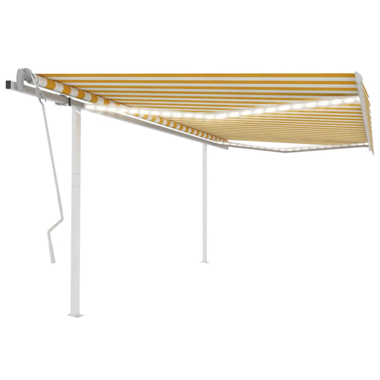 Vidaxl luifel extensible manuellement avec LED 4x3 m jaune et blanc