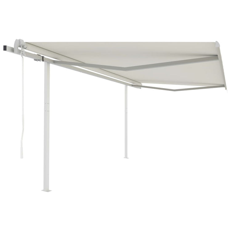 Vidaxl Luifel a automatiquement extensible avec des poteaux 4x3 M Cream -Colored