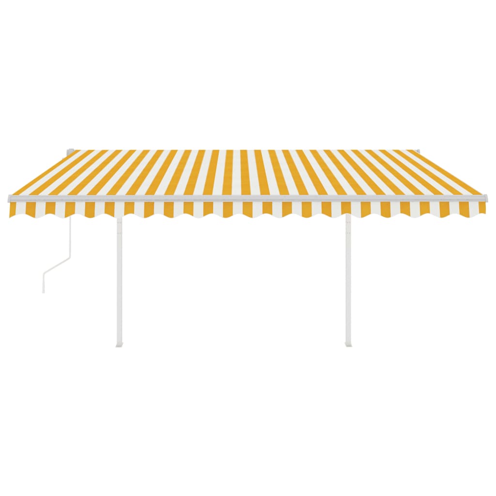 Vidaxl Luifel a automatiquement extensible avec des poteaux 4x3 m jaune et blanc