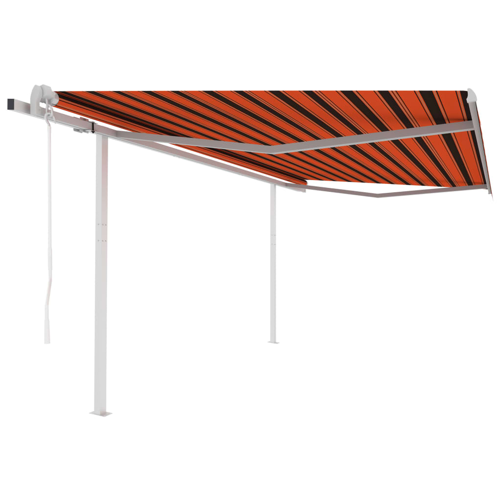 Vidaxl Luifel est automatiquement extensible avec des poteaux 4x3 m orange et marron