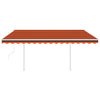 Vidaxl Luifel est automatiquement extensible avec des poteaux 4x3 m orange et marron