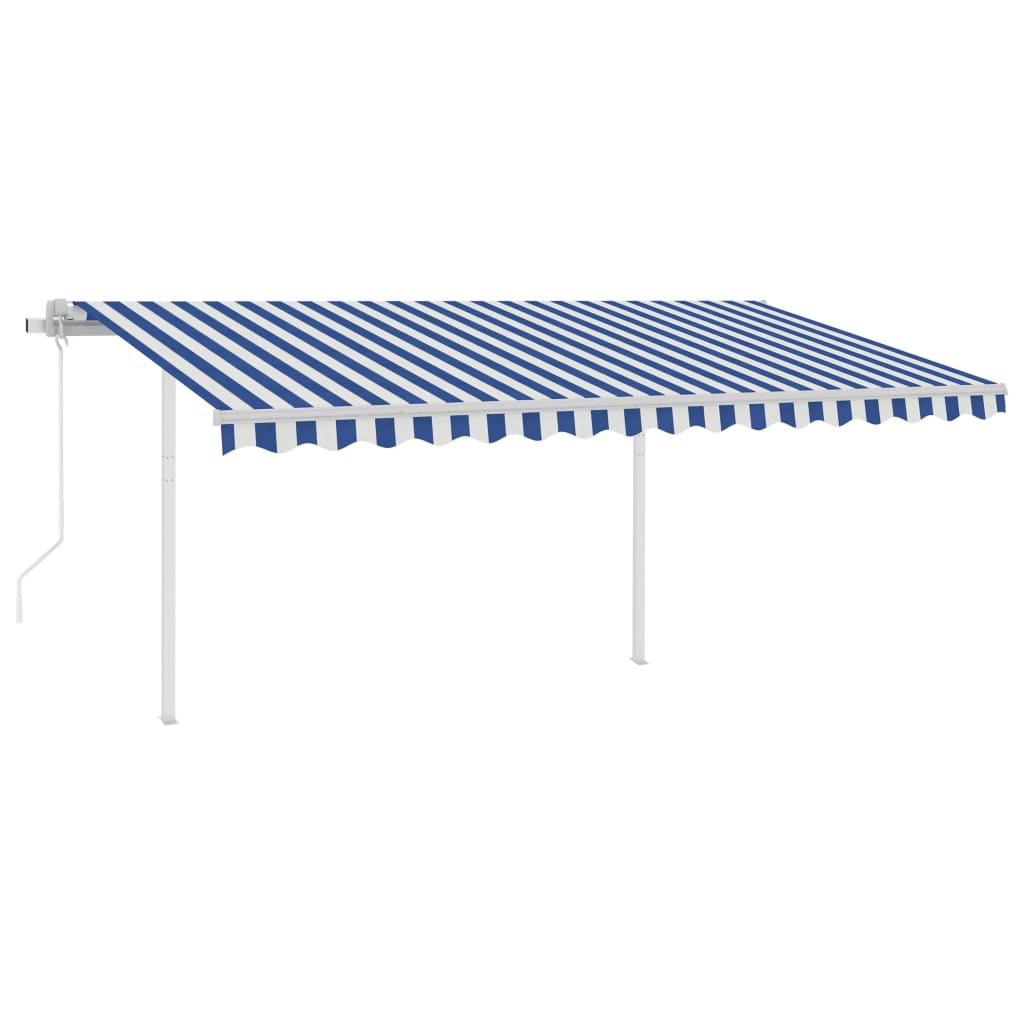 Vidaxl luifel automatique avec led et capteur de vent 4x3 m bleu et blanc