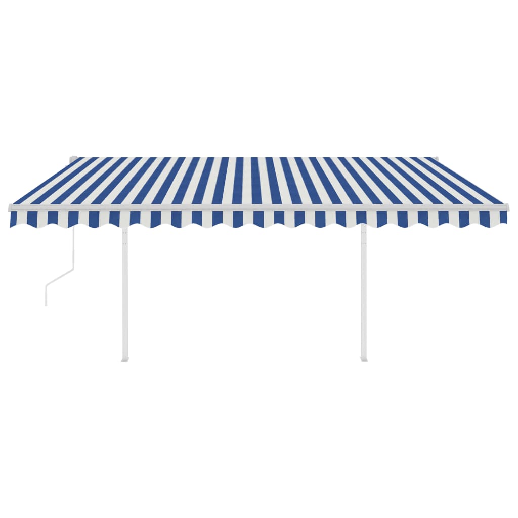 Vidaxl luifel automatique avec led et capteur de vent 4x3 m bleu et blanc