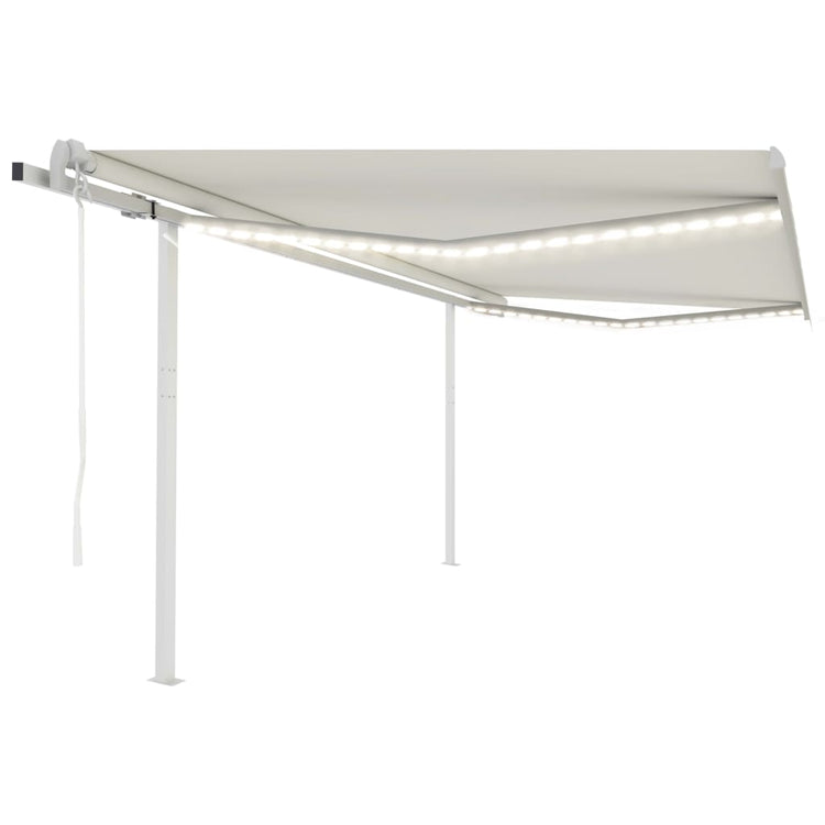 Vidaxl luifel automatique avec led et capteur de vent 4x3 m crème -colored