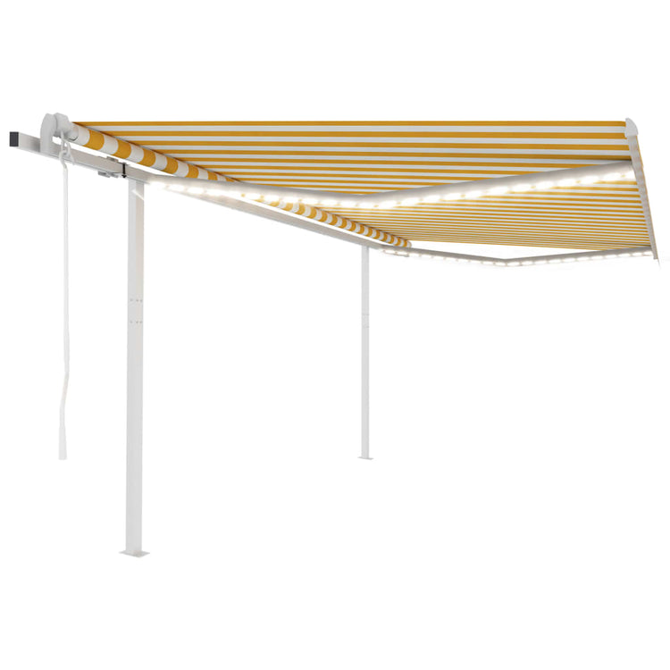 Vidaxl luifel automatique avec led et capteur de vent 4x3 m jaune et blanc