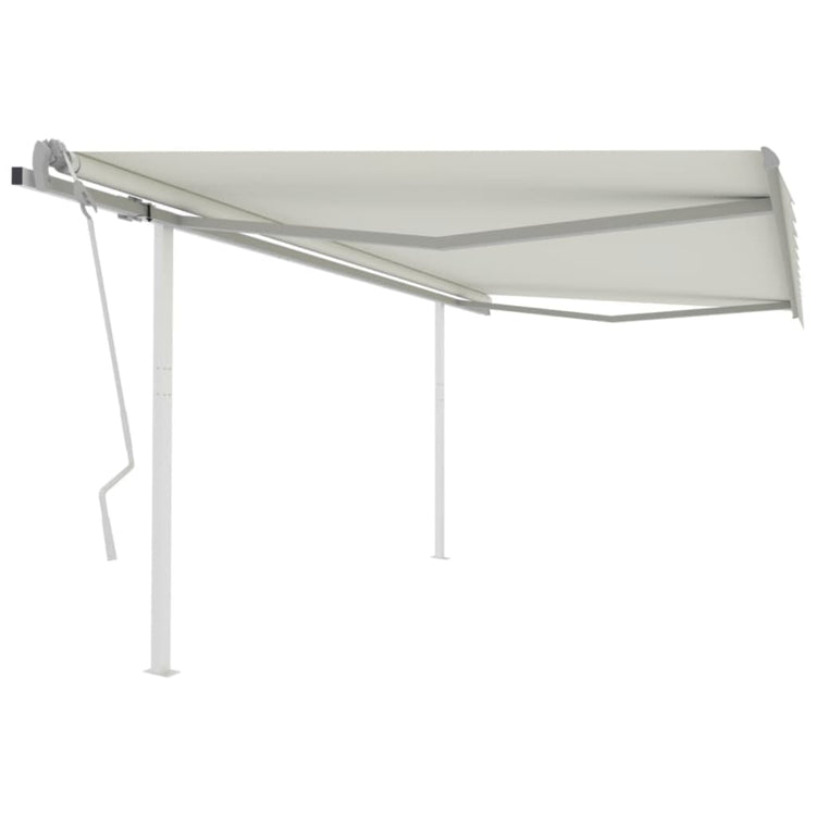 Vidaxl Luifel extensible manuellement avec des poteaux 4,5x3 m crème -colored