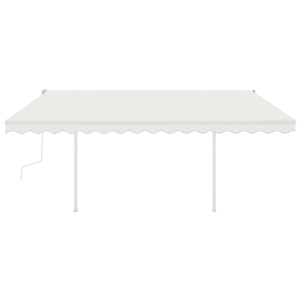 Vidaxl Luifel extensible manuellement avec des poteaux 4,5x3 m crème -colored