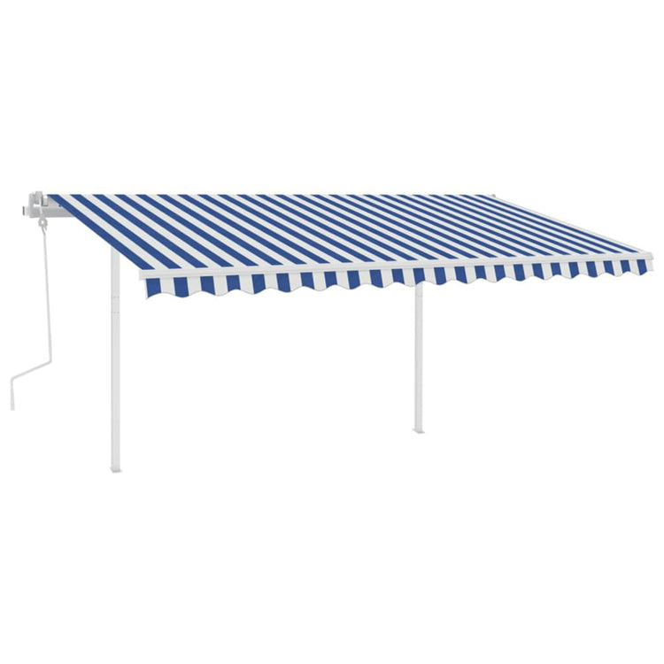 Vidaxl Luifel extensible manuellement avec LED 4,5x3 m bleu et blanc