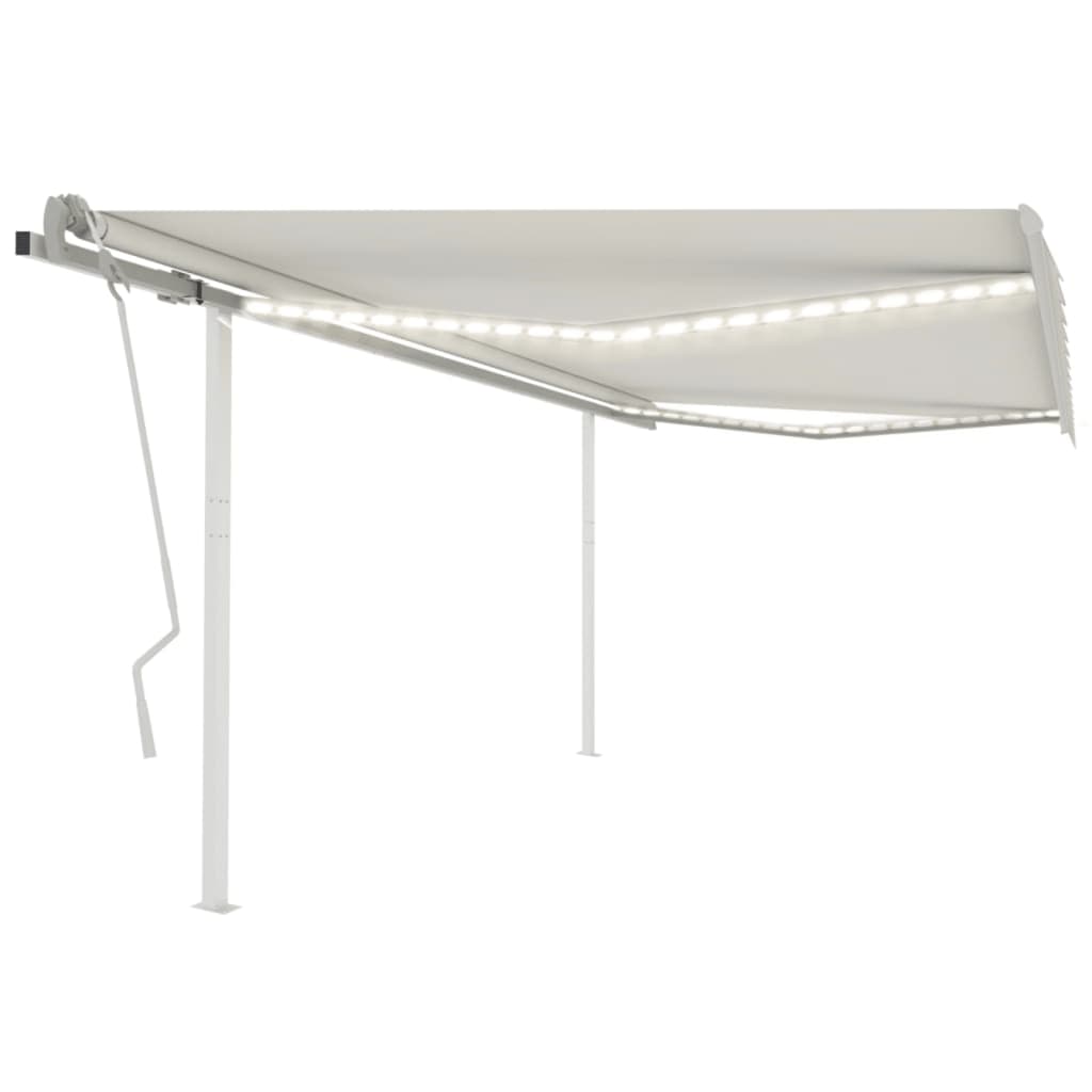 Vidaxl Luifel extensible manuellement avec LED 4,5x3 M Crème -Colored