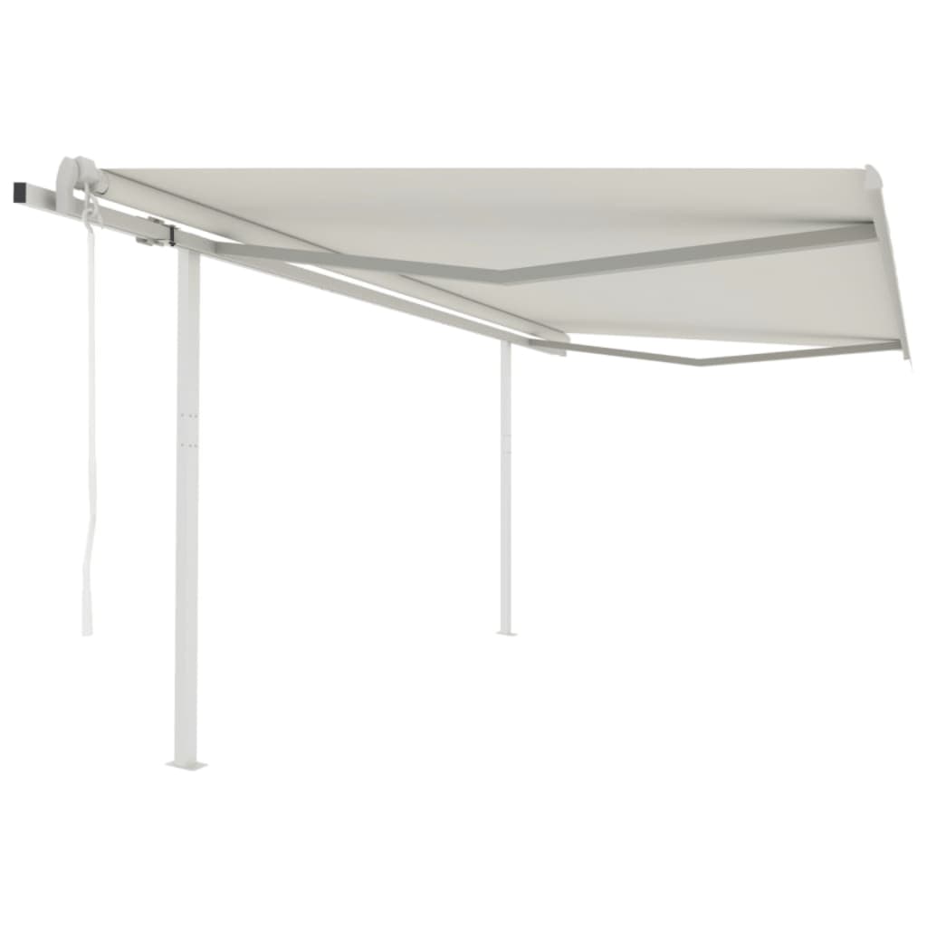 Vidaxl Luifel a automatiquement extensible avec des poteaux 4,5x3 M Crème -Colored