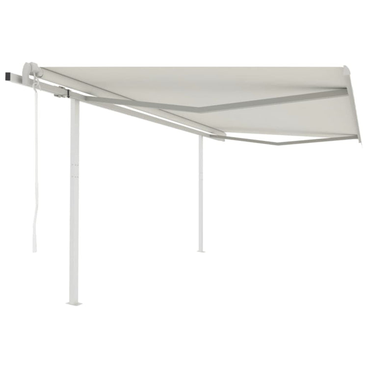Vidaxl Luifel a automatiquement extensible avec des poteaux 4,5x3 M Crème -Colored