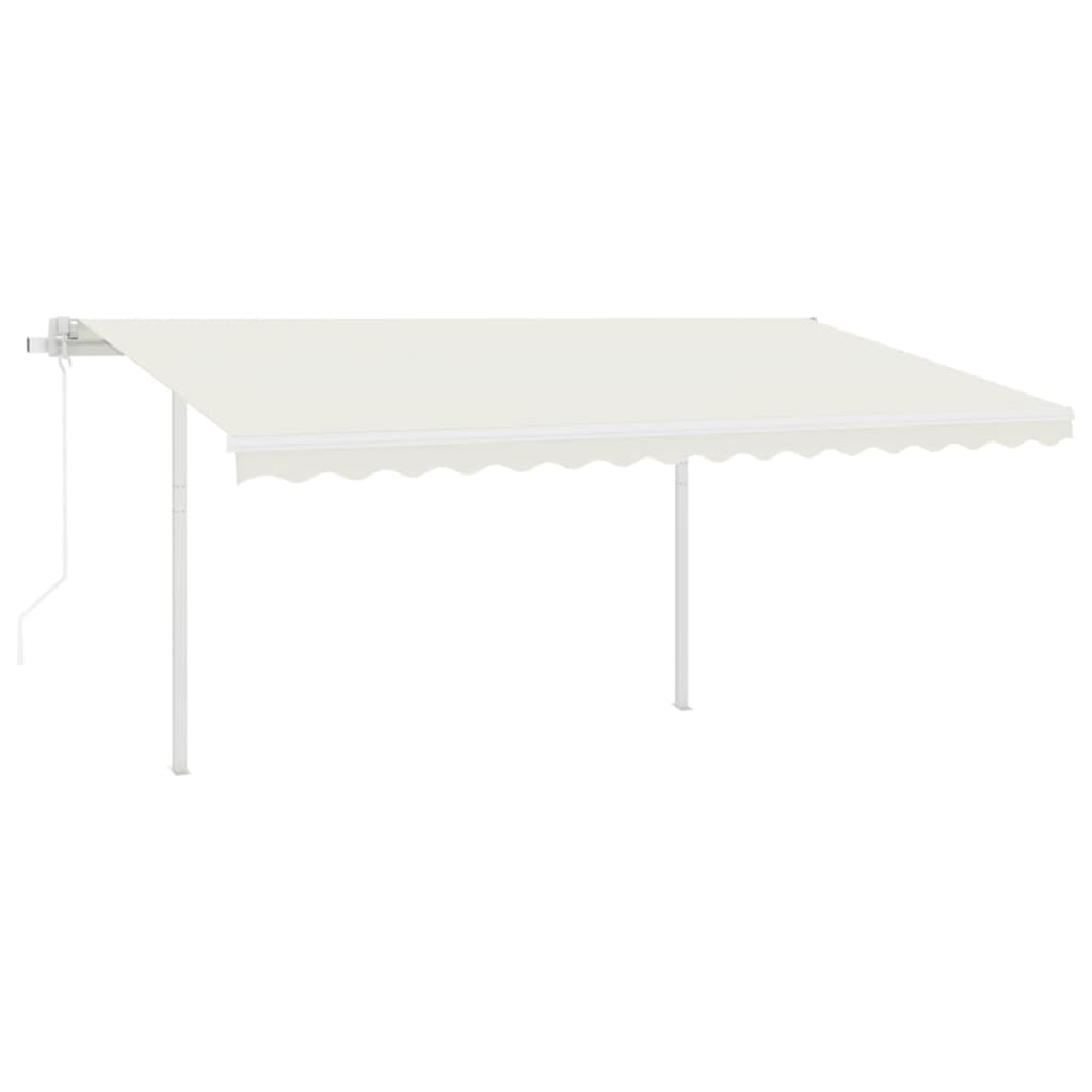 Vidaxl Luifel a automatiquement extensible avec des poteaux 4,5x3 M Crème -Colored