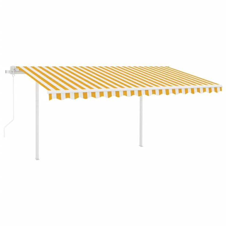 Vidaxl Luifel est automatiquement extensible avec des poteaux 4,5x3 m jaune et blanc