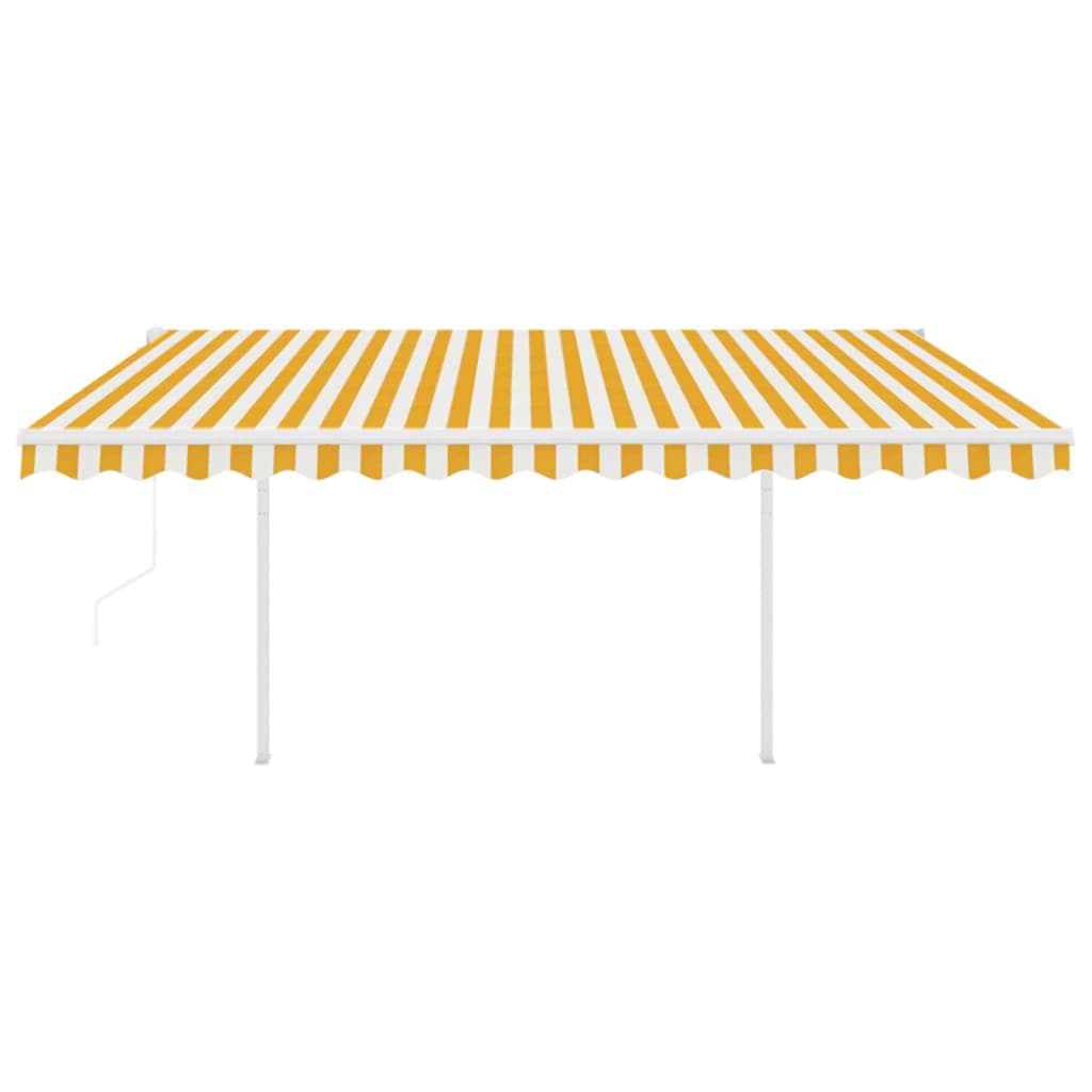 Vidaxl Luifel est automatiquement extensible avec des poteaux 4,5x3 m jaune et blanc