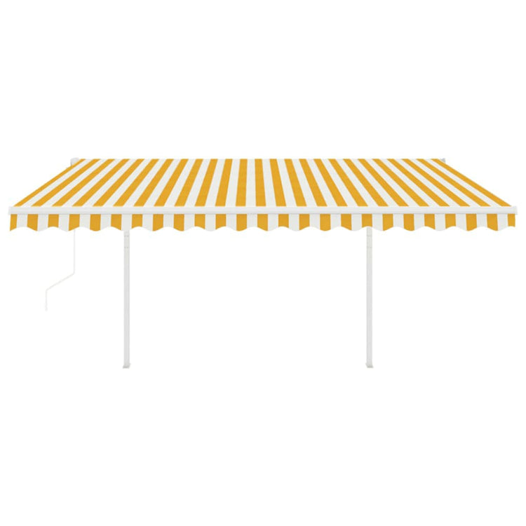 Vidaxl Luifel est automatiquement extensible avec des poteaux 4,5x3 m jaune et blanc