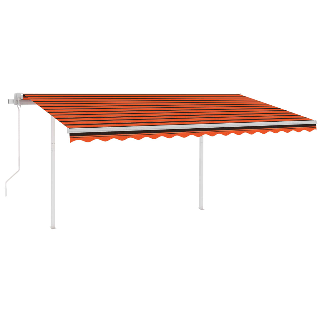 Vidaxl Luifel a automatiquement extensible avec des poteaux de 4,5x3 m brun orange