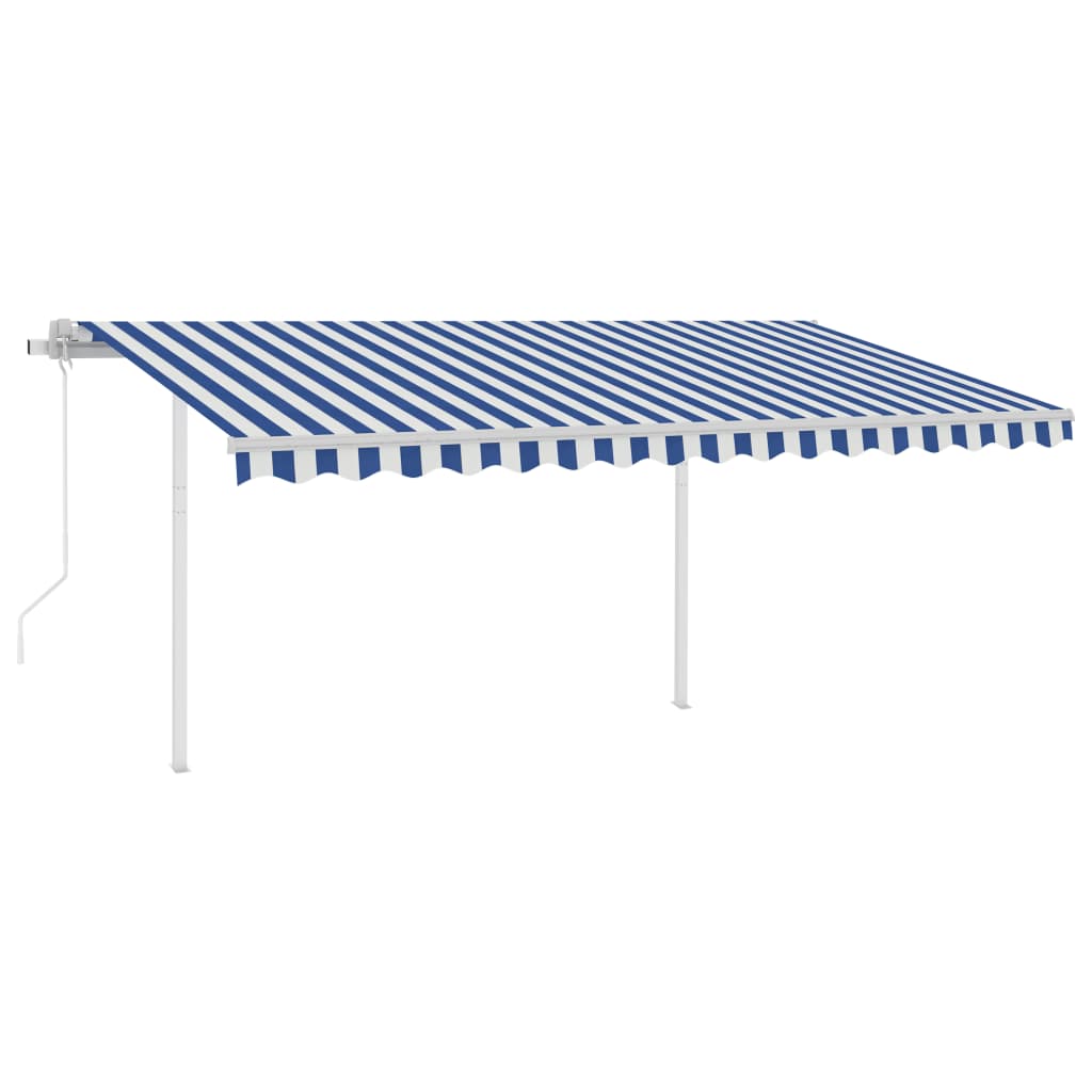 Vidaxl Luifel automatique avec led et capteur de vent 4,5x3 m bleu et blanc