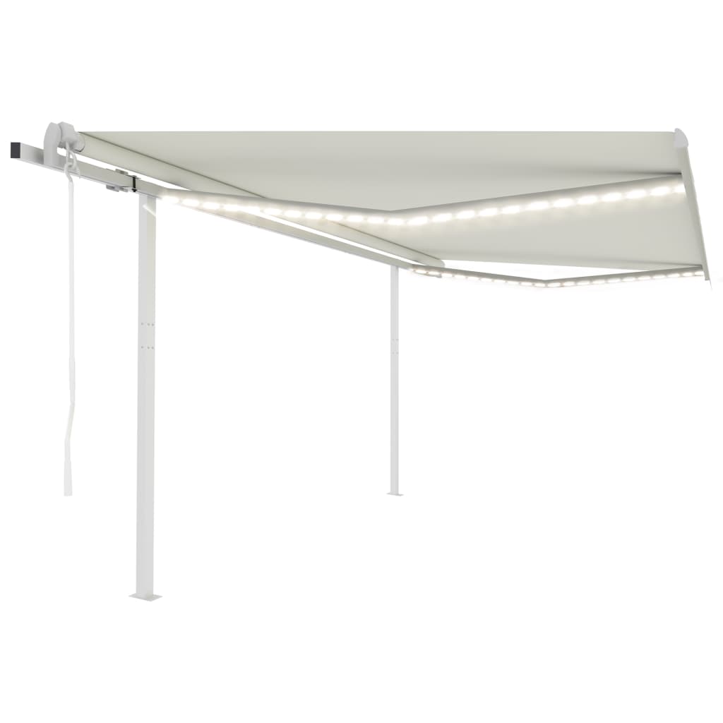 Vidaxl luifel automatique avec led et capteur de vent 4.5x3 m crème -colored
