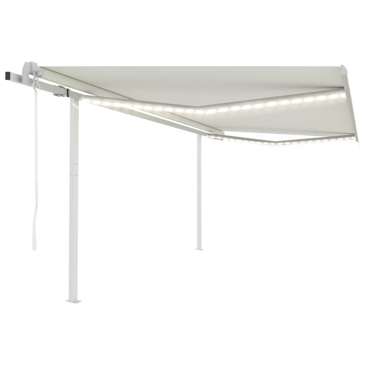 Vidaxl luifel automatique avec led et capteur de vent 4.5x3 m crème -colored