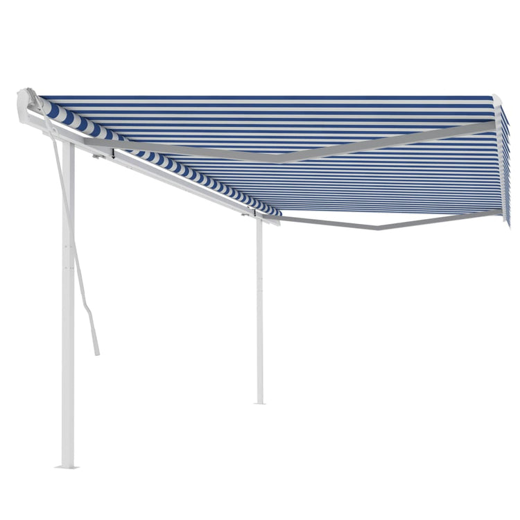 Vidaxl Luifel extensible manuellement avec des poteaux 5x3 m bleu et blanc