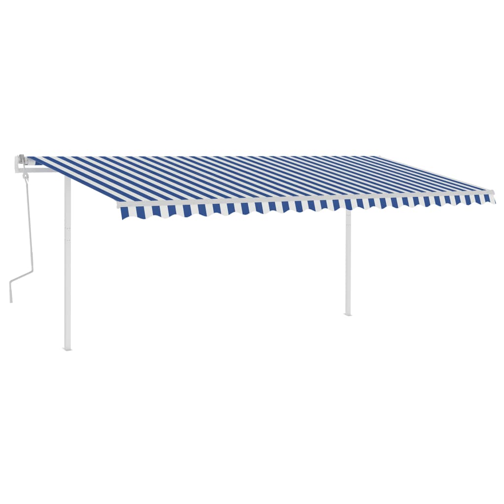 Vidaxl Luifel extensible manuellement avec des poteaux 5x3 m bleu et blanc