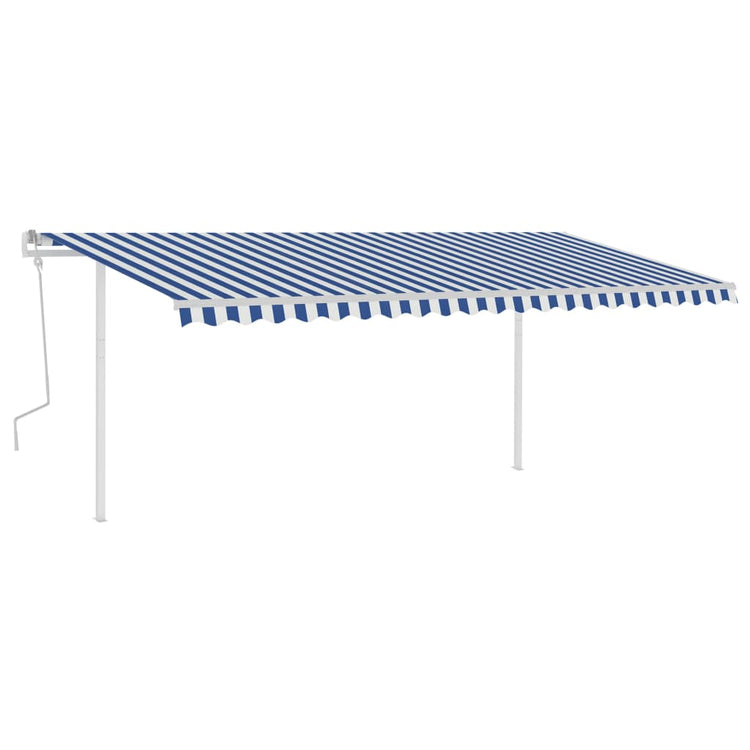 Vidaxl Luifel extensible manuellement avec des poteaux 5x3 m bleu et blanc