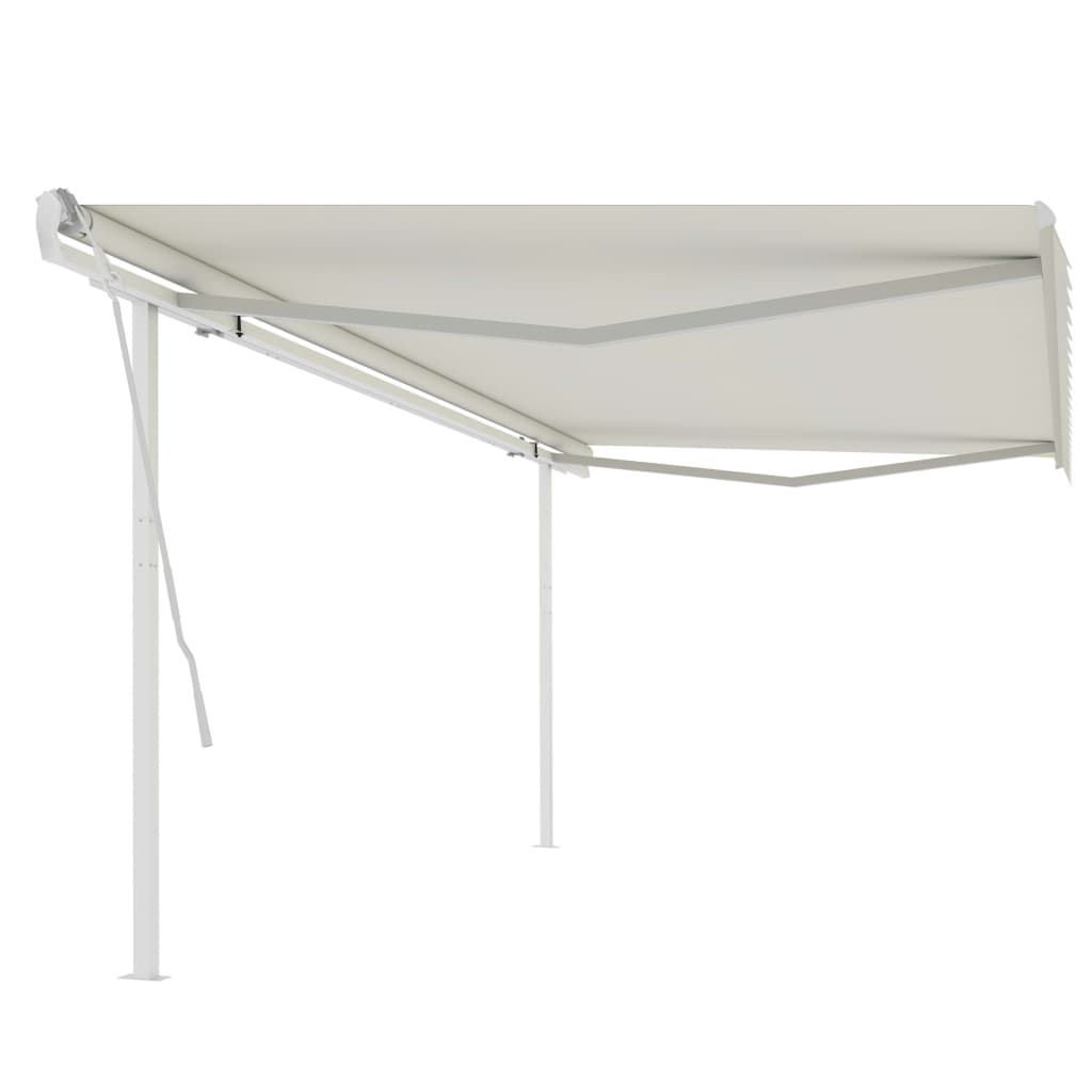 Vidaxl luifel extensible manuellement avec des poteaux 5x3 m crème -colored