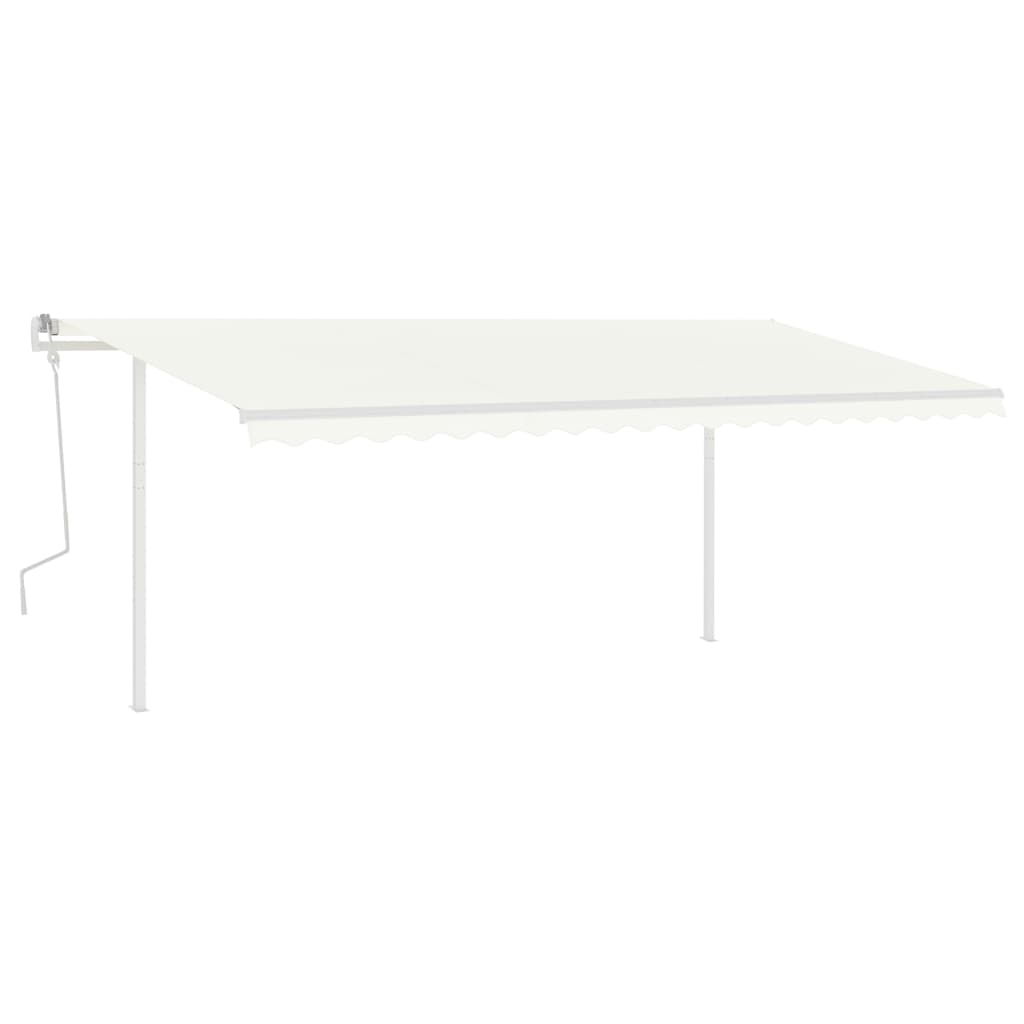 Vidaxl luifel extensible manuellement avec des poteaux 5x3 m crème -colored