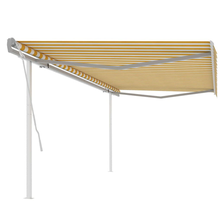 Vidaxl luifel extensible manuellement avec des poteaux 5x3 m jaune et blanc
