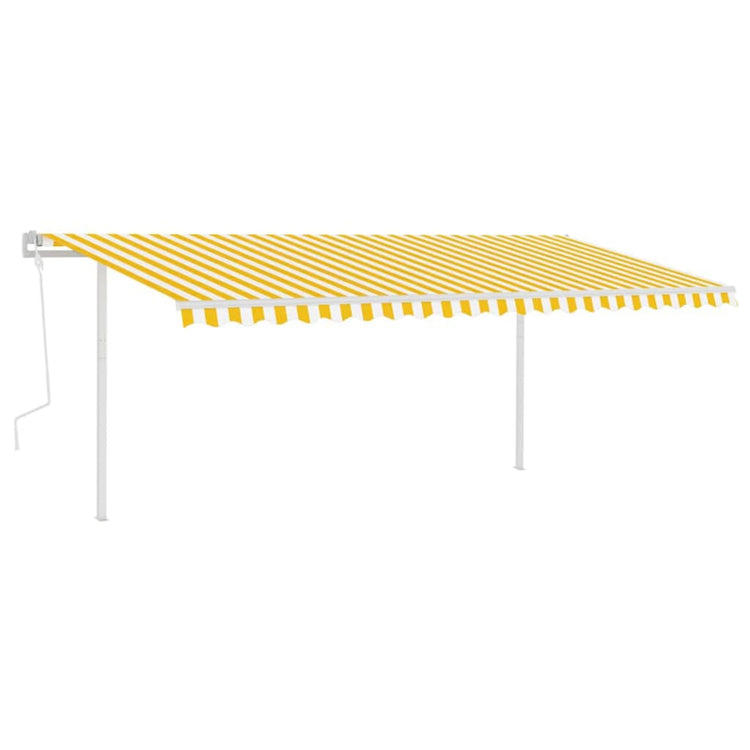 Vidaxl luifel extensible manuellement avec des poteaux 5x3 m jaune et blanc