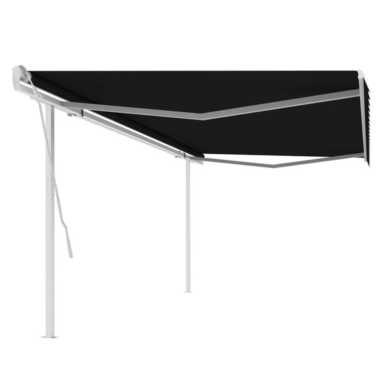 Vidaxl luifel extensible manuellement avec des poteaux 5x3 m anthracite -colored