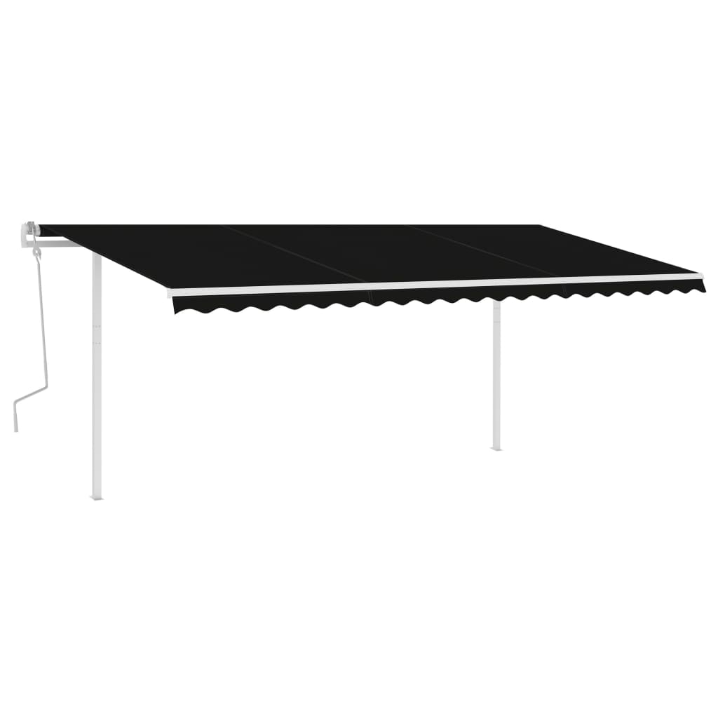 Vidaxl luifel extensible manuellement avec des poteaux 5x3 m anthracite -colored