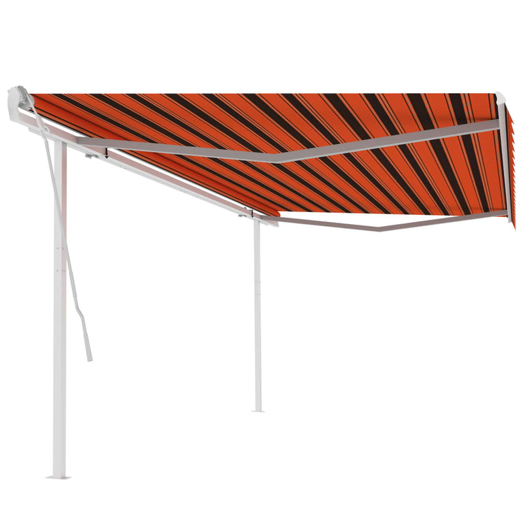 Vidaxl Luifel extensible manuellement avec des poteaux 5x3 m orange et brun