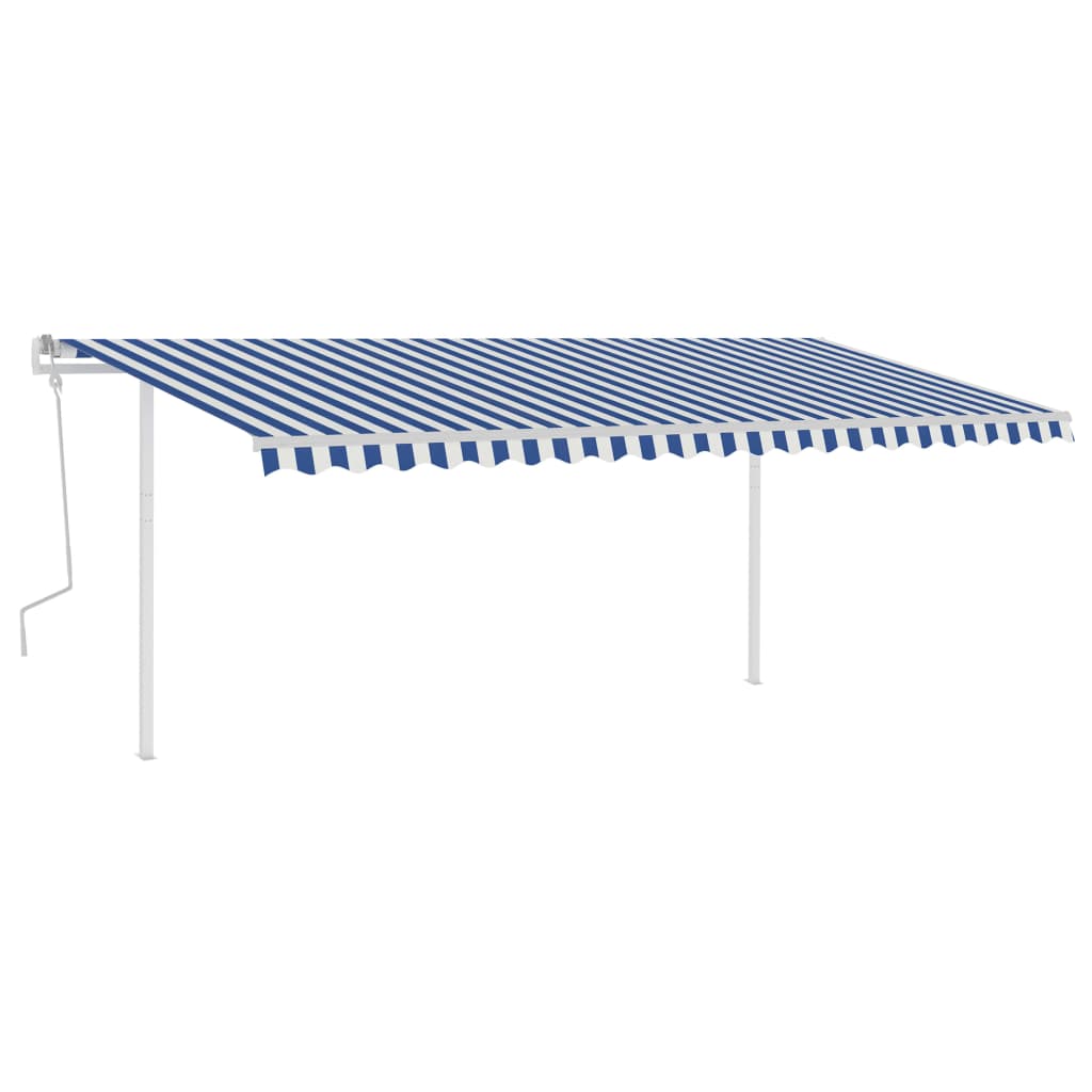 Vidaxl luifel extensible manuellement avec LED 5x3 m bleu et blanc