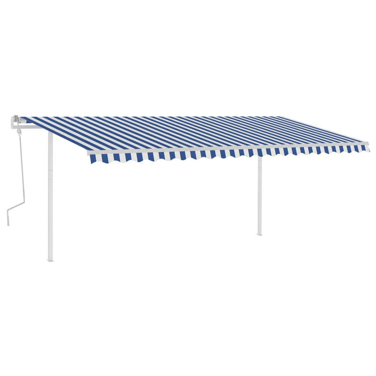 Vidaxl luifel extensible manuellement avec LED 5x3 m bleu et blanc