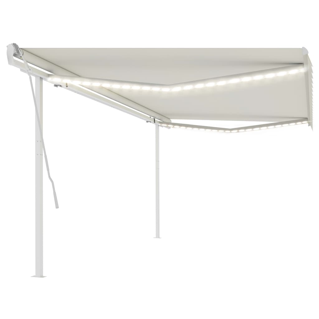 Vidaxl Luifel extensible manuellement avec LED 5x3 M Cream -Colored