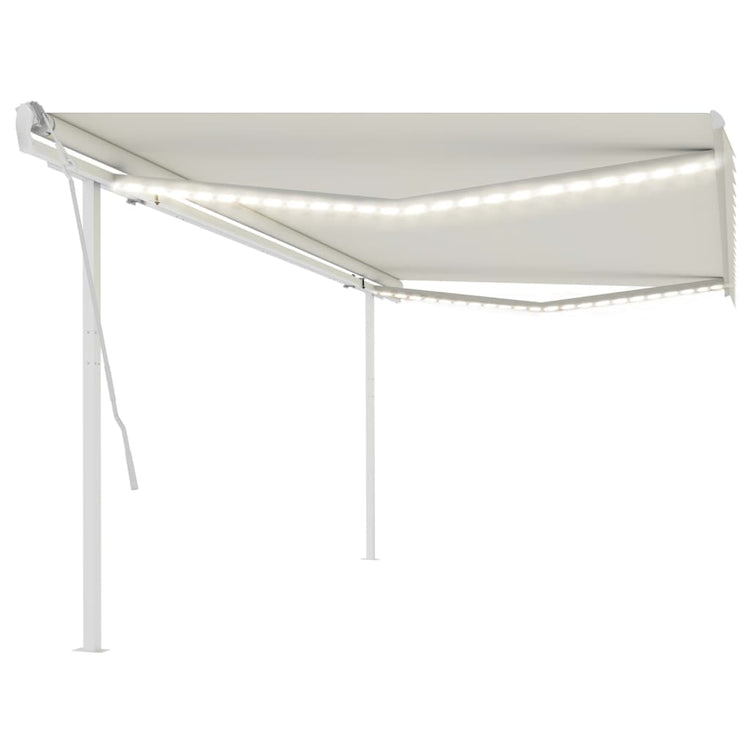 Vidaxl Luifel extensible manuellement avec LED 5x3 M Cream -Colored