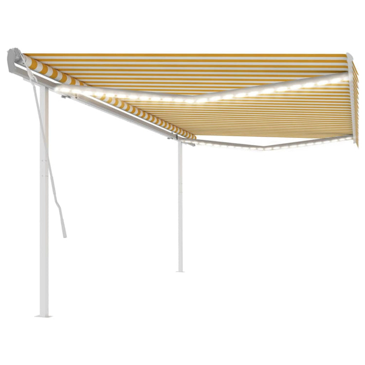 Vidaxl luifel extensible manuellement avec LED 5x3 m jaune et blanc