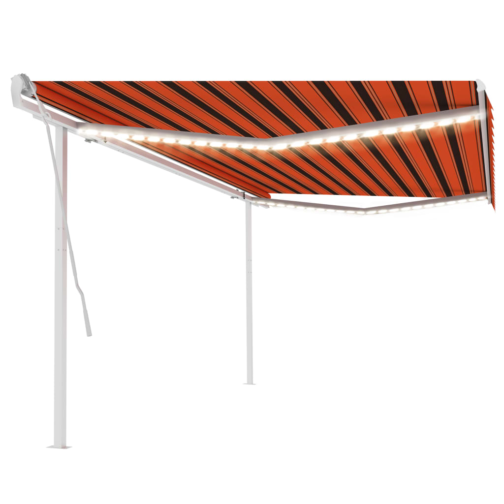 Vidaxl luifel extensible manuellement avec LED 5x3 m orange et marron