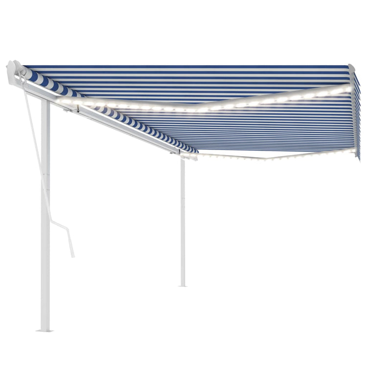 Vidaxl luifel automatique avec led et capteur de vent 5x3 m bleu et blanc