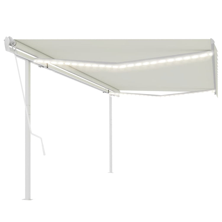 Vidaxl luifel automatique avec led et capteur de vent 5x3 m crème -colored