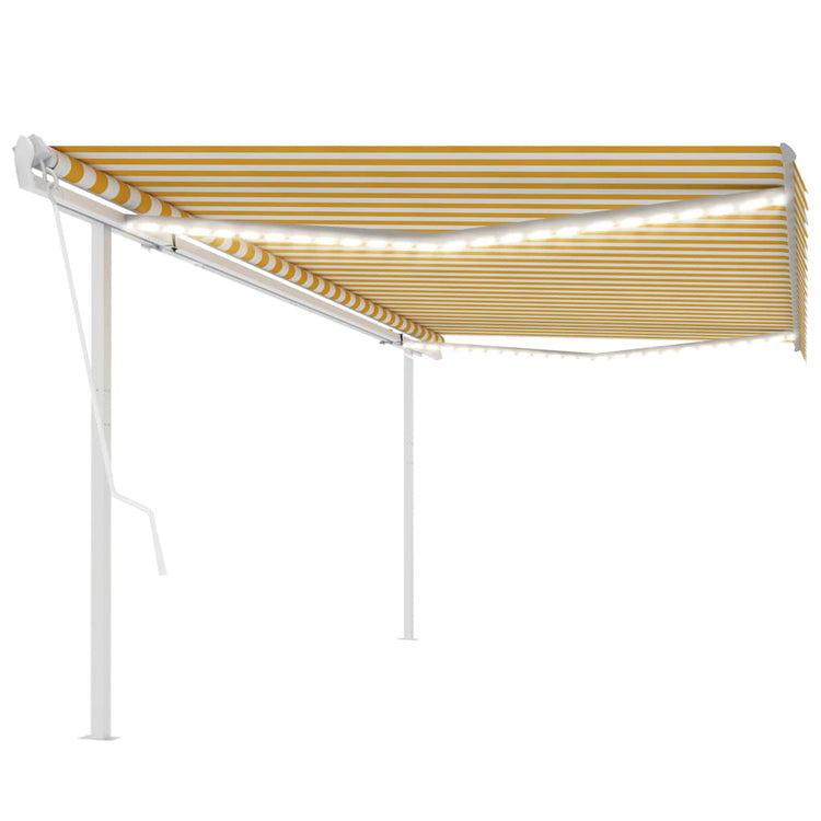 Vidaxl luifel automatique avec led et capteur de vent 5x3 m jaune et blanc