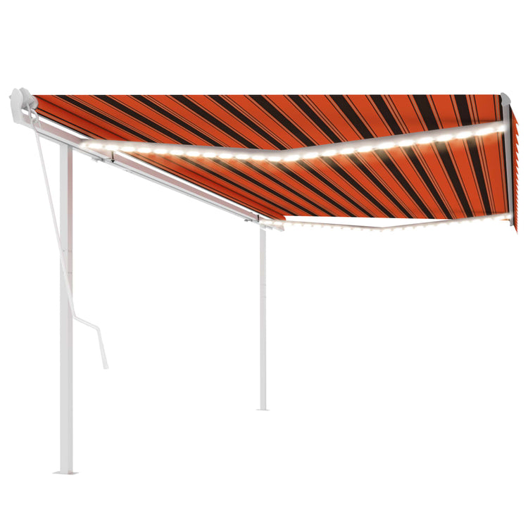 Vidaxl luifel automatique avec led et capteur de vent 5x3 m orange et brun