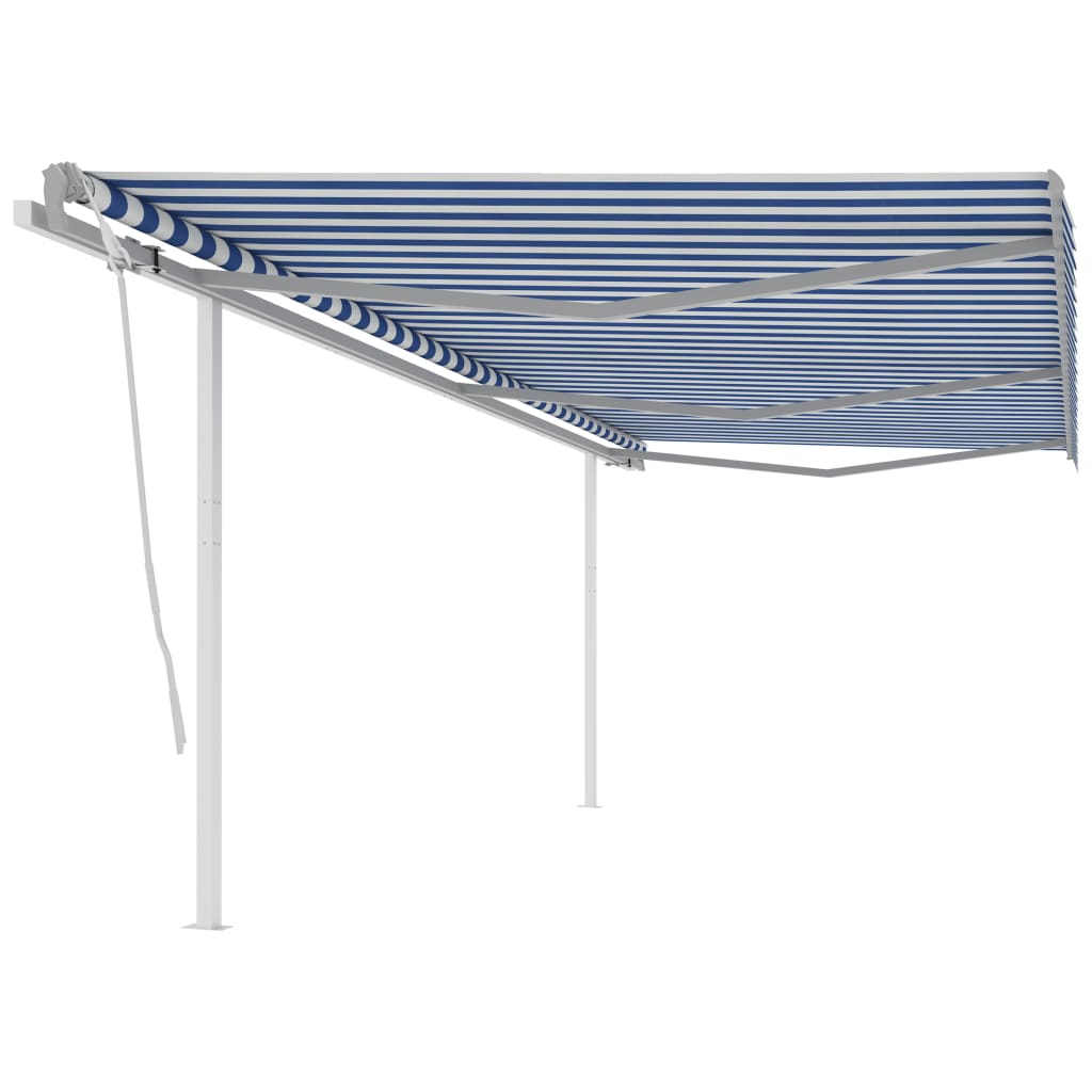 Vidaxl Luifel extensible manuellement avec des poteaux 6x3 m bleu et blanc