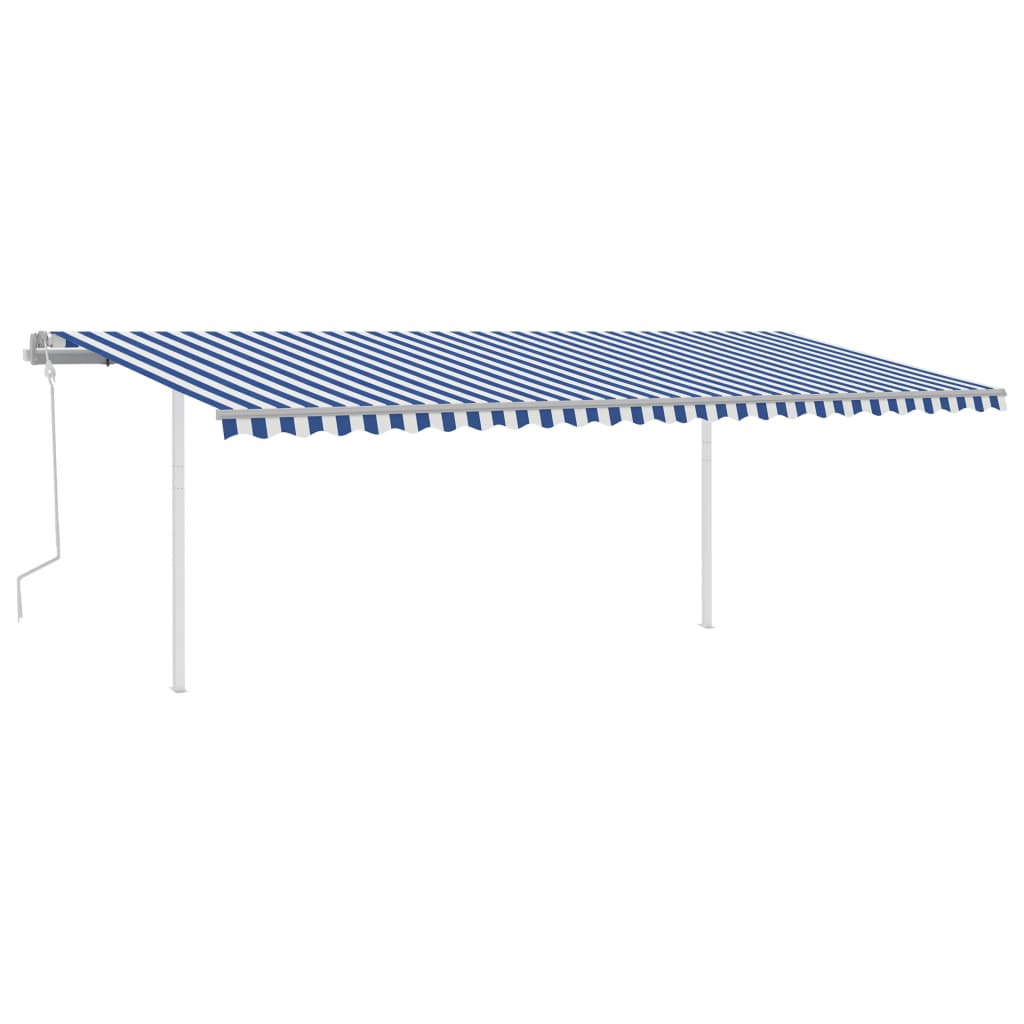Vidaxl Luifel extensible manuellement avec des poteaux 6x3 m bleu et blanc