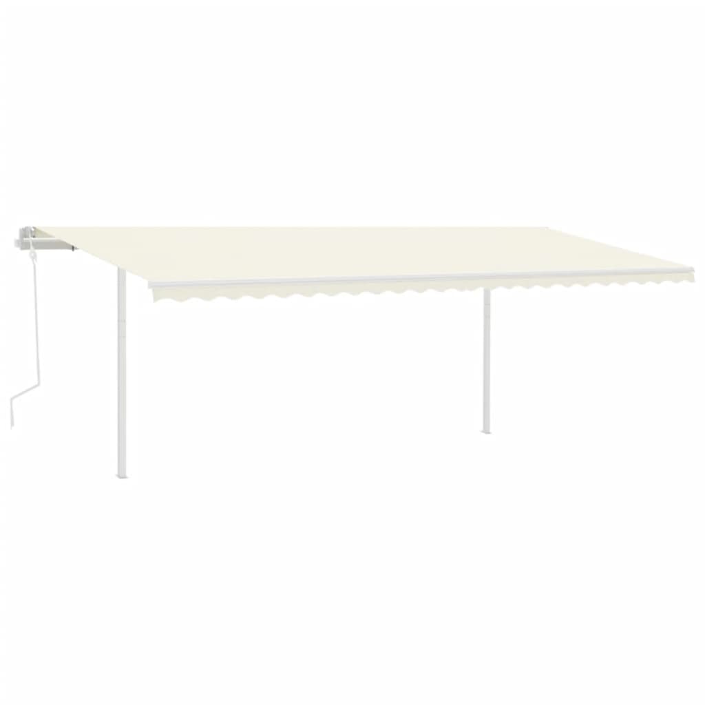Vidaxl luifel extensible manuellement avec des poteaux 6x3 m crème -colored