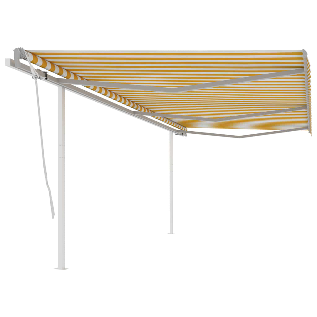 Vidaxl luifel extensible manuellement avec des poteaux 6x3 m jaune et blanc