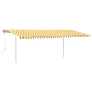 Vidaxl luifel extensible manuellement avec des poteaux 6x3 m jaune et blanc - afbeelding 2