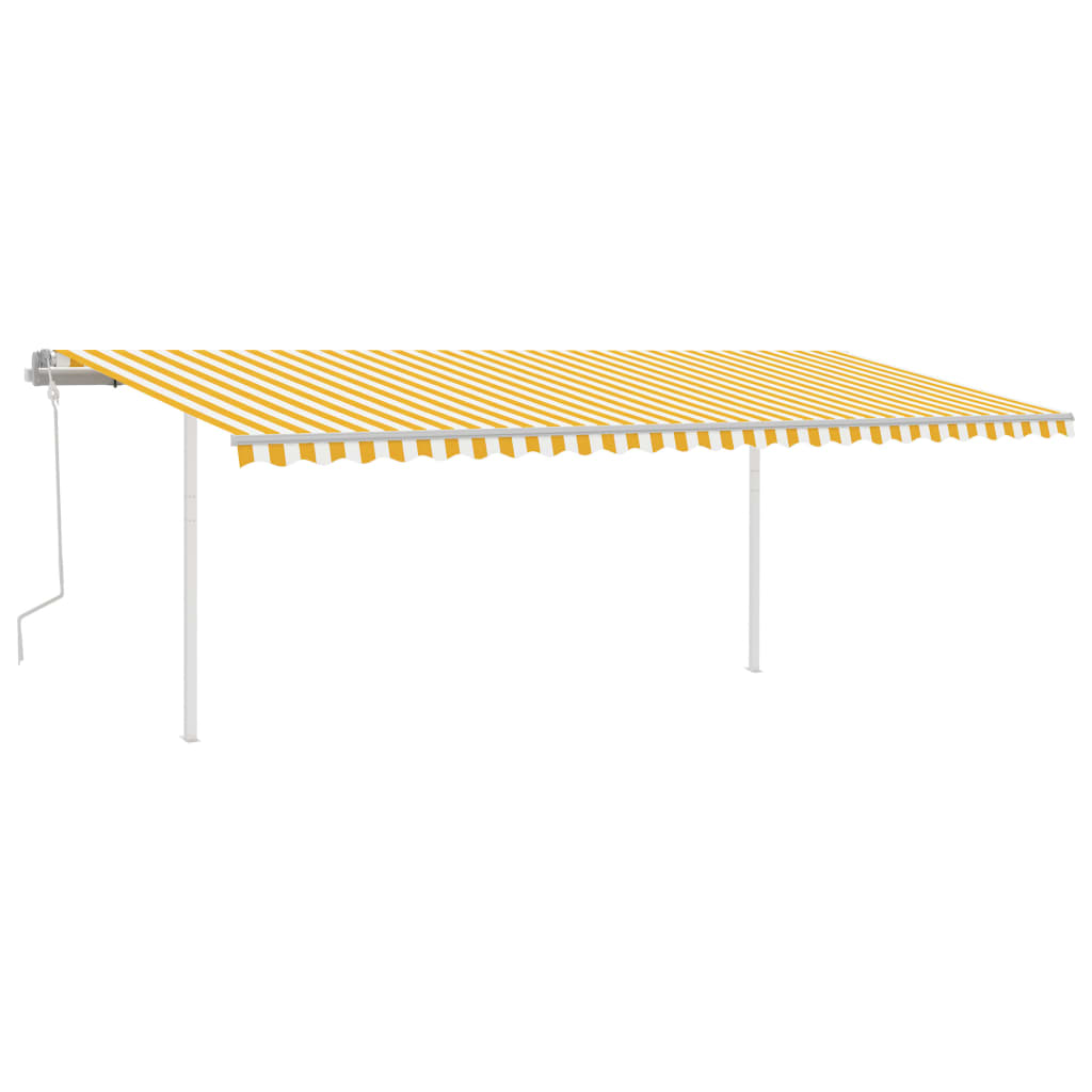 Vidaxl luifel extensible manuellement avec des poteaux 6x3 m jaune et blanc